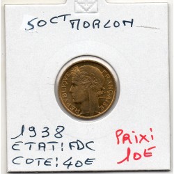 50 centimes Morlon 1938 FDC, France pièce de monnaie