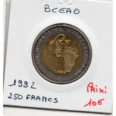 Etats Afrique Ouest 250 francs 1992 Spl KM 13 pièce de monnaie
