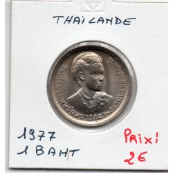 Thailande 1 Baht 1977 Spl, KM Y124 pièce de monnaie