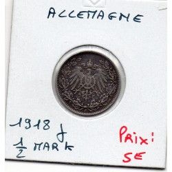 Allemagne 1/2 mark 1918 J, TTB KM 17 pièce de monnaie