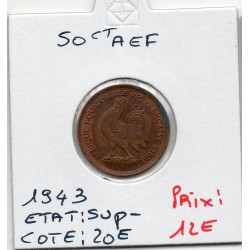 AEF Afrique Equatoriale Française 50 centimes 1943 Sup-, Lec 9 pièce de monnaie