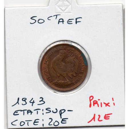 AEF Afrique Equatoriale Française 50 centimes 1943 Sup-, Lec 9 pièce de monnaie