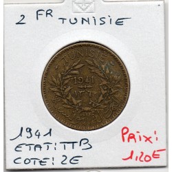 Tunisie, 2 francs 1941 - 1360 AH TTB, Lec 298 pièce de monnaie