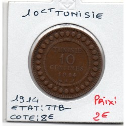 Tunisie, 10 Centimes 1914 TTB-, Lec 104 pièce de monnaie