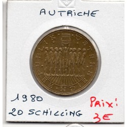 Autriche 20 Schilling 1980 Sup-, KM 2946 pièce de monnaie