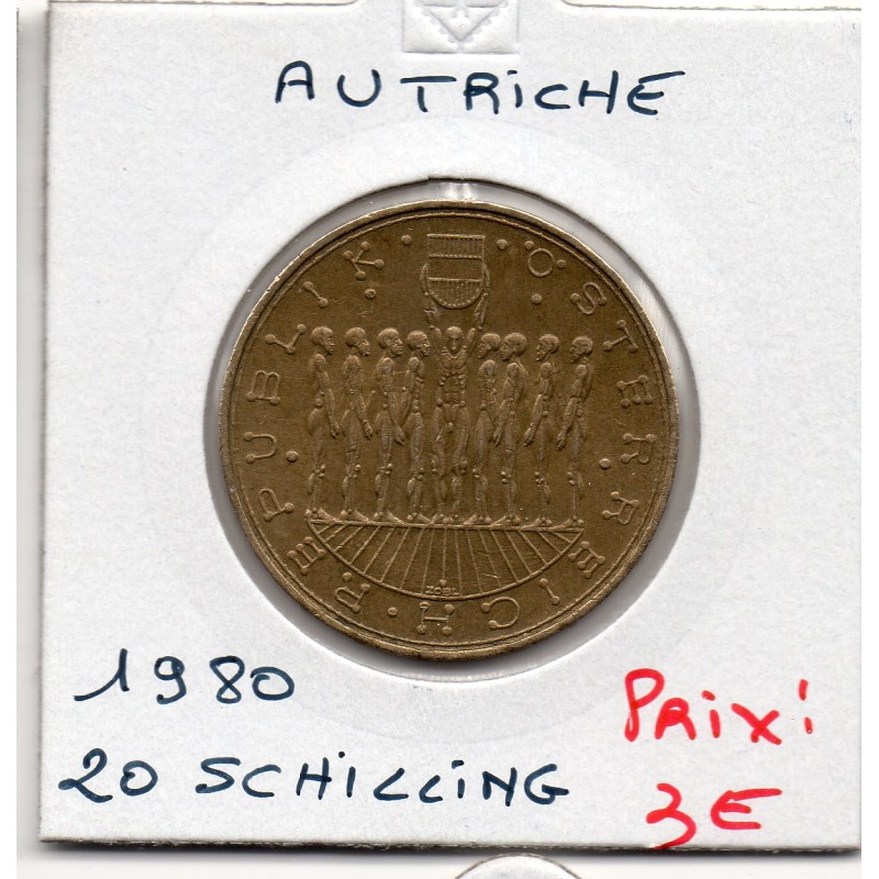 Autriche 20 Schilling 1980 Sup-, KM 2946 pièce de monnaie