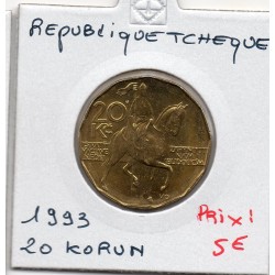 République Tchèque 20 Korun 1993 Spl, KM 5 pièce de monnaie