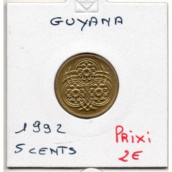 Guyana 5 cents 1992 FDC, KM 32 pièce de monnaie