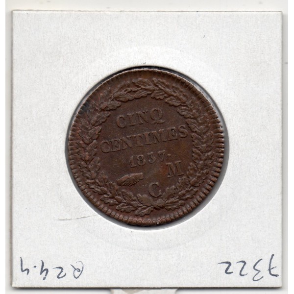 Monaco Honore V 5 centimes 1837 MC Sup-, Gad 102 pièce de monnaie