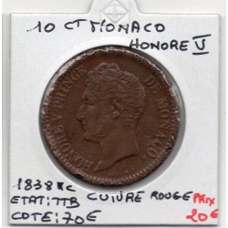 Monaco Honore V 1 Décime 1838 MC TTB, Gad 105 pièce de monnaie