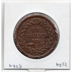 Monaco Honore V 1 Décime 1838 MC TTB, Gad 105 pièce de monnaie