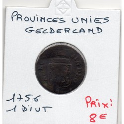 Provinces Unies Gelderland 1 Duit 1756 TB, KM 88 pièce de monnaie