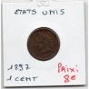 Etats Unis 1 cent 1897 TTB, KM 90a pièce de monnaie