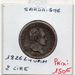 Italie Sardaigne 2 lire 1826 L Turin TTB-, KM 122.1 pièce de monnaie