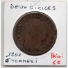 Italie Naples 6 Tornesi 1801 B, KM 229 pièce de monnaie