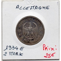 Allemagne 2 reichsmark 1934 E, Sup- KM 81 pièce de monnaie