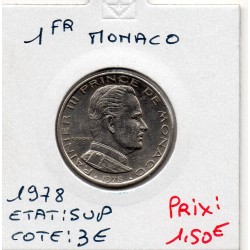 Monaco Rainier III 1 Franc 1978 Sup, Gad 150 pièce de monnaie