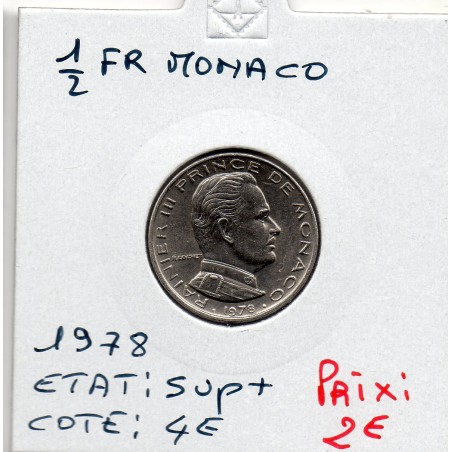 Monaco Rainier III 1/2 Franc 1978 Sup+, Gad 149 pièce de monnaie