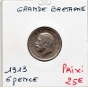 Grande Bretagne 6 pence 1913 Sup, KM 815  pièce de monnaie