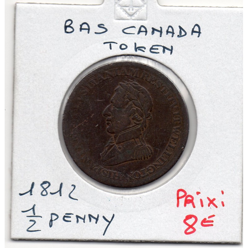 Bas Canada 1/2 penny Token Wellington Salamanca 1812 TB, pièce de monnaie