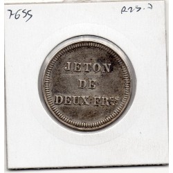 Jeton 2 francs Argent Cercle de Monaco 1863 TTB+, Gad 122b pièce de monnaie