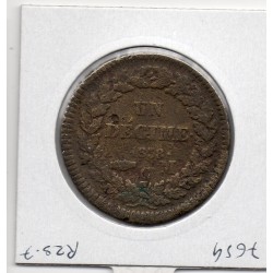 Monaco Honore V 1 Décime 1838 MC B-, Gad 105 pièce de monnaie