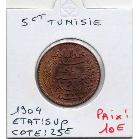Tunisie, 5 Centimes 1904 Sup, Lec 75 pièce de monnaie