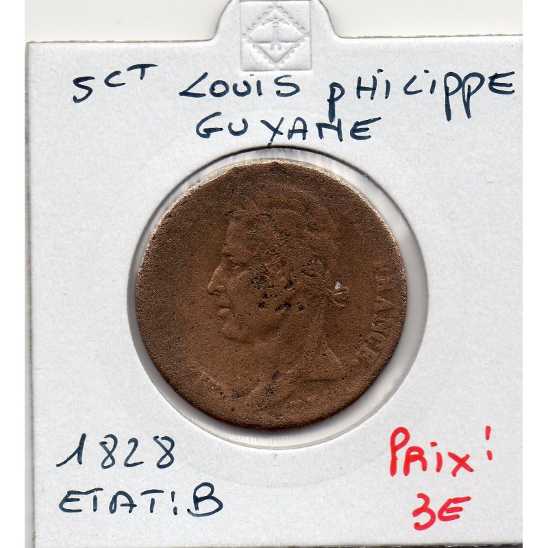 Colonies Charles X 5 centimes 1828 A B Guyane, Lec 300 pièce de monnaie