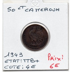 Cameroun 50 centimes 1943 TTB+, Lec 15 pièce de monnaie