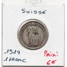 Suisse 1 franc 1914 TB, KM 24 pièce de monnaie