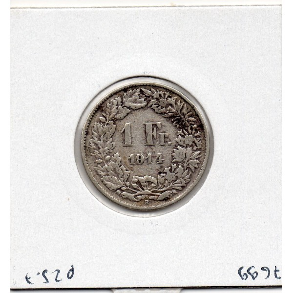 Suisse 1 franc 1914 TB, KM 24 pièce de monnaie