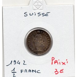 Suisse 1/2 franc 1942 TTB, KM 23 pièce de monnaie