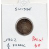 Suisse 1/2 franc 1942 TTB, KM 23 pièce de monnaie