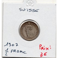 Suisse 1/2 franc 1907 TB, KM 23 pièce de monnaie