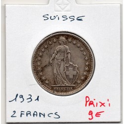 Suisse 2 francs 1931 TTB, KM 21 pièce de monnaie