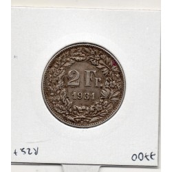 Suisse 2 francs 1931 TTB, KM 21 pièce de monnaie