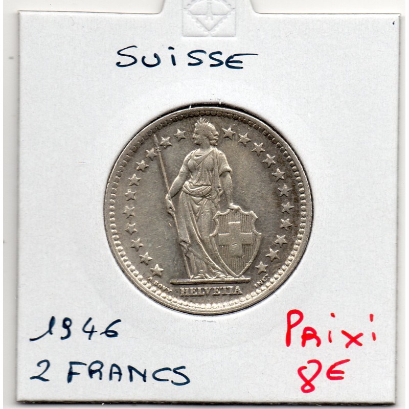 Suisse 2 francs 1946 TTB, KM 21 pièce de monnaie
