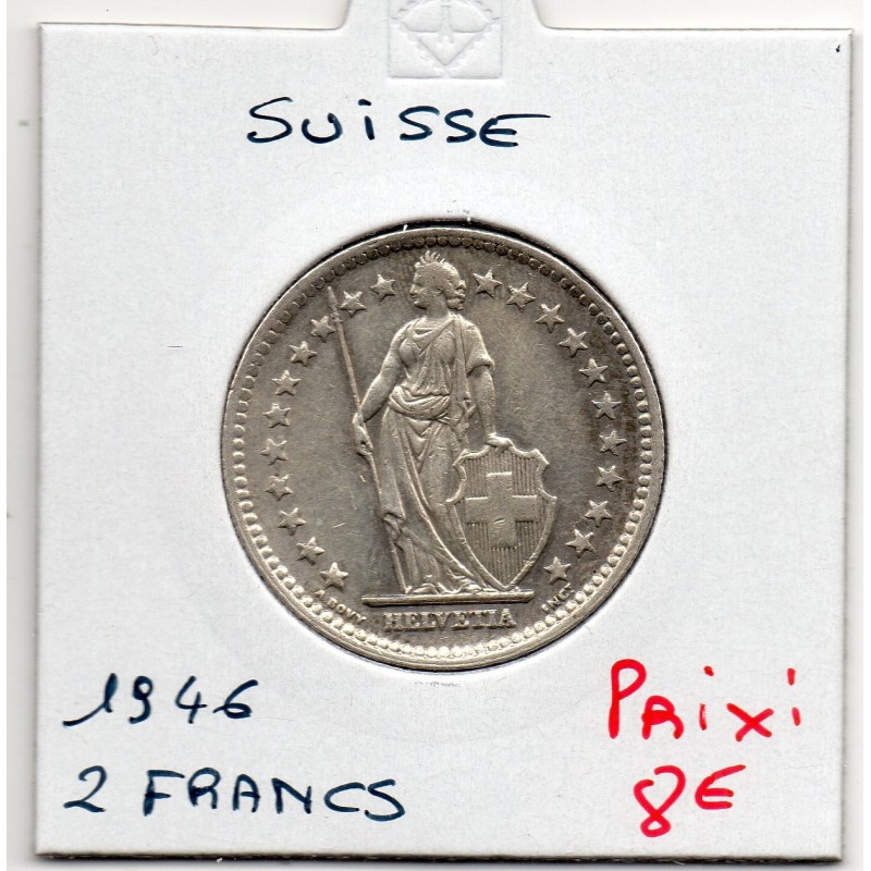 Suisse 2 francs 1946 TTB, KM 21 pièce de monnaie