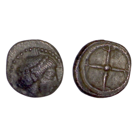 Sicile, Syracuse Deinomenides Obole Argent (-480 à -470) Arethusa, Roue