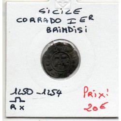 Italie Sicile Brindisi Corrado 1er denaro Oméga Rx 1250-1254 TB pièce de monnaie