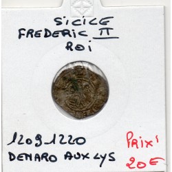 Italie Sicile Messine Federico II roi denaro Lys 1209-1220 TB pièce de monnaie