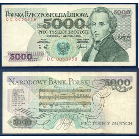 Pologne Pick N°150c, Billet de banque de 5000 Zlotych 1988