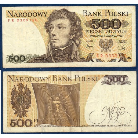 Pologne Pick N°145d, TB Billet de banque de 500 Zlotych 1974-1982