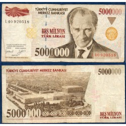 Turquie Pick N°210b, TB Billet de banque de 5000000 Lira 1997