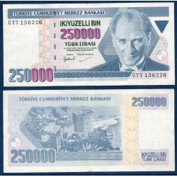 Turquie Pick N°211, TTB Billet de banque de 250000 Lira 1998