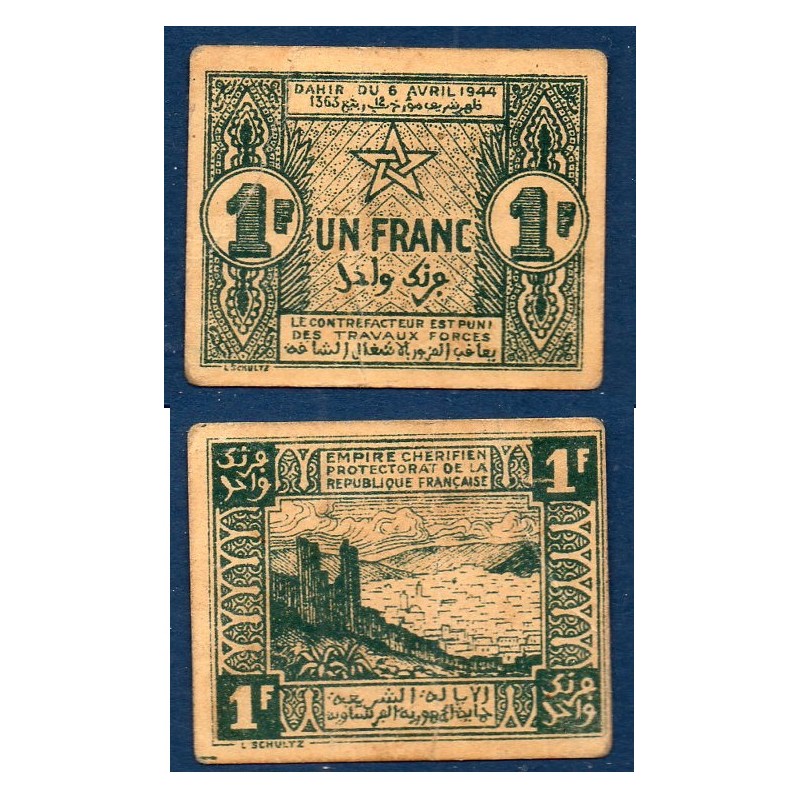 Maroc cherifien Pick N°42, TB+ Billet de banque de 1 Franc 1944