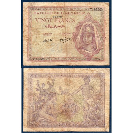 Algérie Pick N°92b, B Billet de banque de 20 Francs 2.2.1945