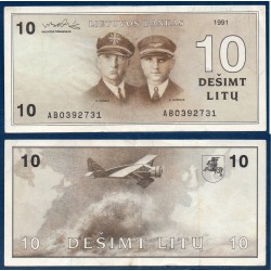 Lituanie P.47a, TTB Billet de 10 Litu 1991 darius et girenas