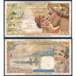 Reunion Pick 55a, TB- Billet de banque de 20 nouveaux francs sur 1000 Francs 1967