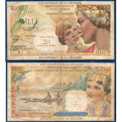 Reunion Pick 55a, B Billet de banque de 20 nouveaux francs sur 1000 Francs 1967